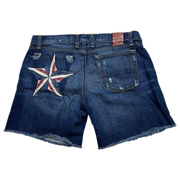 Lucky Brand Women’s Cutt‎ Off Patriotic Americana Denim Shorts - size 6/28 - Picture 1 of 6